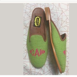 The Larkspur Collection Needlepoint Green Slide